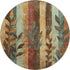 8' Wheat And Merlot Floral Washable Round Rug With UV Protection