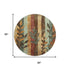 8' Wheat And Merlot Floral Washable Round Rug With UV Protection