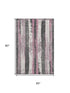 5' X 8' Blush And Gray Striped Washable Area Rug With UV Protection
