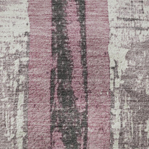 5' X 8' Blush And Gray Striped Washable Area Rug With UV Protection