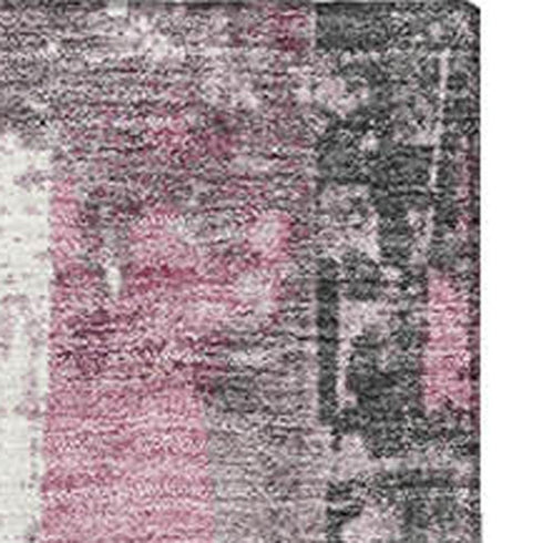 5' X 8' Blush And Gray Striped Washable Area Rug With UV Protection