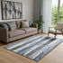 5' X 8' Denim Blue And Gray Striped Washable Area Rug With UV Protection