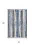 5' X 8' Denim Blue And Gray Striped Washable Area Rug With UV Protection