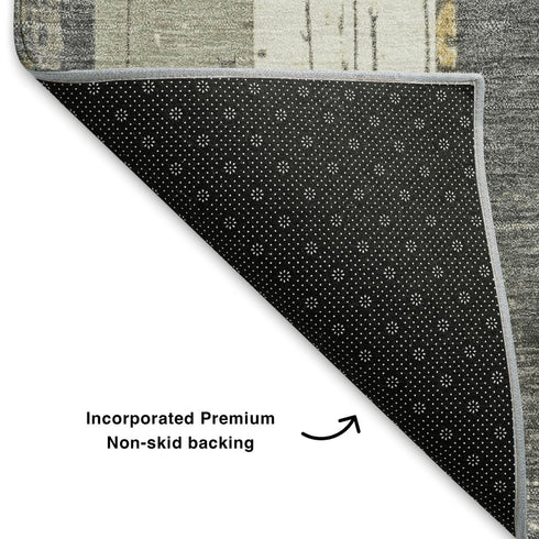 5' X 8' Gold And Gray Striped Washable Area Rug With UV Protection
