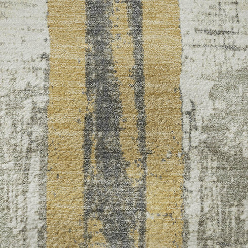 5' X 8' Gold And Gray Striped Washable Area Rug With UV Protection