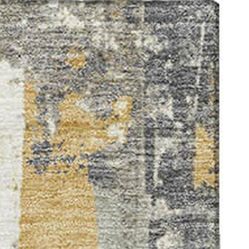 5' X 8' Gold And Gray Striped Washable Area Rug With UV Protection