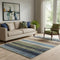 5' X 8' Blue Brown And Green Striped Washable Area Rug With UV Protection
