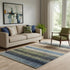 5' X 8' Blue Brown And Green Striped Washable Area Rug With UV Protection