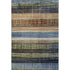 5' X 8' Blue Brown And Green Striped Washable Area Rug With UV Protection