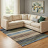 8' X 10' Blue Brown And Green Striped Washable Area Rug With UV Protection