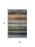 9' X 12' Blue Brown And Green Striped Washable Area Rug With UV Protection