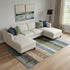 9' X 12' Blue Brown And Green Striped Washable Area Rug With UV Protection
