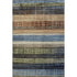 9' X 12' Blue Brown And Green Striped Washable Area Rug With UV Protection