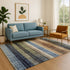 9' X 12' Blue Brown And Green Striped Washable Area Rug With UV Protection
