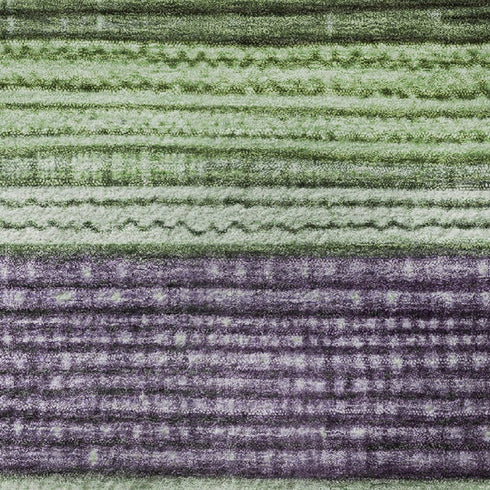 5' X 8' Purple And Green Striped Washable Area Rug With UV Protection