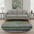 8' Purple And Green Striped Washable Round Rug With UV Protection