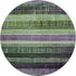 8' Purple And Green Striped Washable Round Rug With UV Protection