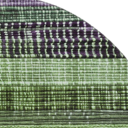 8' Purple And Green Striped Washable Round Rug With UV Protection