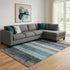8' X 10' Teal And Brown Striped Washable Area Rug With UV Protection