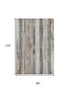 8' X 10' Beige And Gray Striped Washable Area Rug With UV Protection