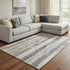 8' X 10' Beige And Gray Striped Washable Area Rug With UV Protection