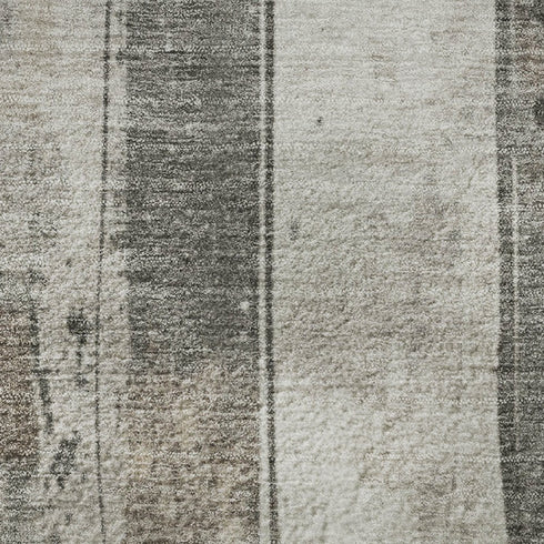 8' X 10' Beige And Gray Striped Washable Area Rug With UV Protection