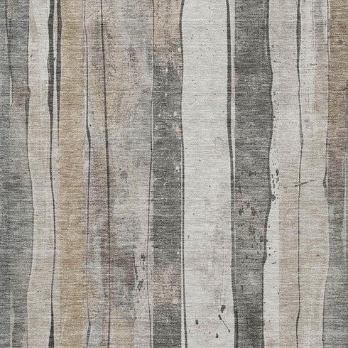 8' X 10' Beige And Gray Striped Washable Area Rug With UV Protection