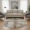 8' Copper And Gray Geometric Washable Round Rug With UV Protection