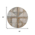 8' Copper And Gray Geometric Washable Round Rug With UV Protection