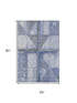 5' X 8' Denim Blue And Gray Geometric Washable Area Rug With UV Protection