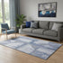 5' X 8' Denim Blue And Gray Geometric Washable Area Rug With UV Protection