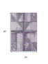 5' X 8' Purple And Gray Geometric Washable Area Rug With UV Protection