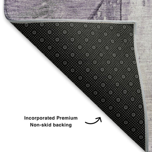 5' X 8' Purple And Gray Geometric Washable Area Rug With UV Protection