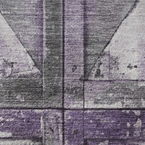 5' X 8' Purple And Gray Geometric Washable Area Rug With UV Protection