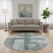 8' Sage And Gray Geometric Washable Round Rug With UV Protection