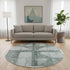 8' Sage And Gray Geometric Washable Round Rug With UV Protection