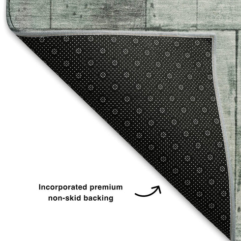 8' Sage And Gray Geometric Washable Round Rug With UV Protection