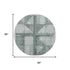 8' Sage And Gray Geometric Washable Round Rug With UV Protection