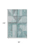 8' X 10' Teal And Gray Geometric Washable Area Rug With UV Protection