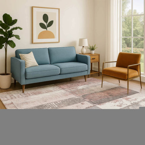 9' X 12' Copper And Gray Geometric Washable Area Rug With UV Protection