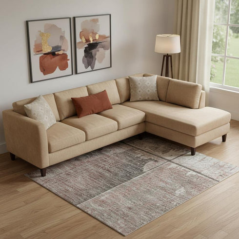 9' X 12' Copper And Gray Geometric Washable Area Rug With UV Protection