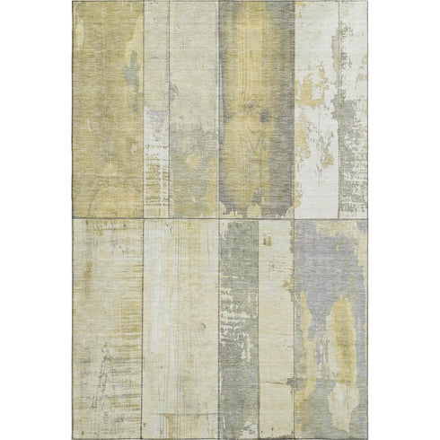 5' X 8' Gold And Gray Geometric Washable Area Rug With UV Protection