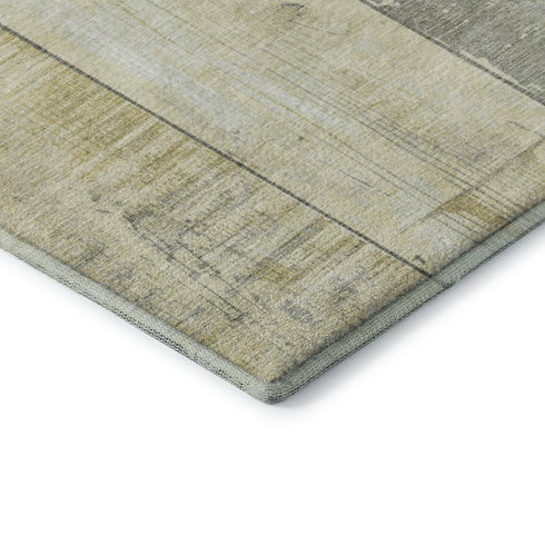 5' X 8' Gold And Gray Geometric Washable Area Rug With UV Protection