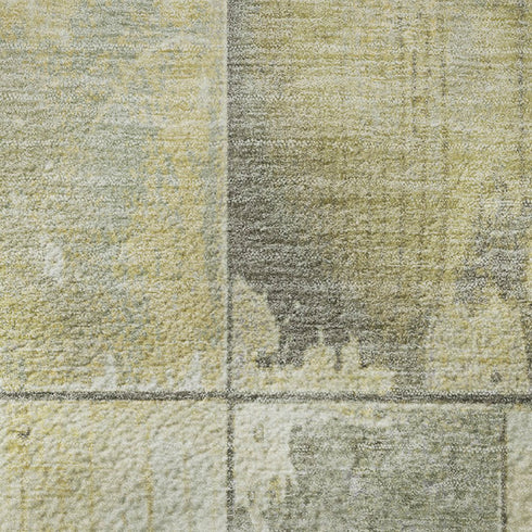 5' X 8' Gold And Gray Geometric Washable Area Rug With UV Protection