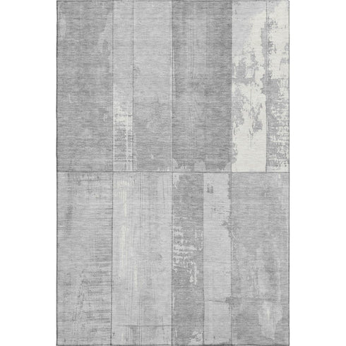 5' X 8' Gray And Silver Geometric Washable Area Rug With UV Protection