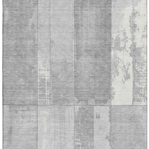 5' X 8' Gray And Silver Geometric Washable Area Rug With UV Protection
