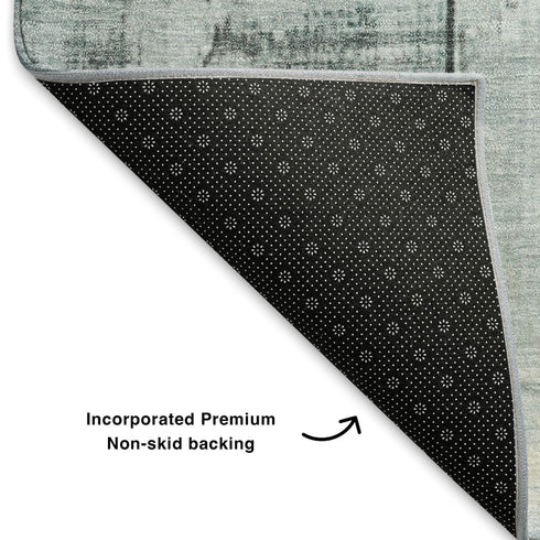 5' X 8' Pale Aqua And Gray Geometric Washable Area Rug With UV Protection