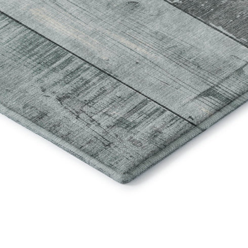 5' X 8' Pale Aqua And Gray Geometric Washable Area Rug With UV Protection