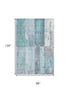 8' X 10' Teal And Gray Geometric Washable Area Rug With UV Protection