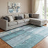 8' X 10' Teal And Gray Geometric Washable Area Rug With UV Protection